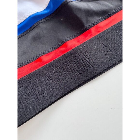 P.E NATION White Black Blue Red Colorblock Striped Logo Sports Bra Top, Size XS - Picture 3 of 8